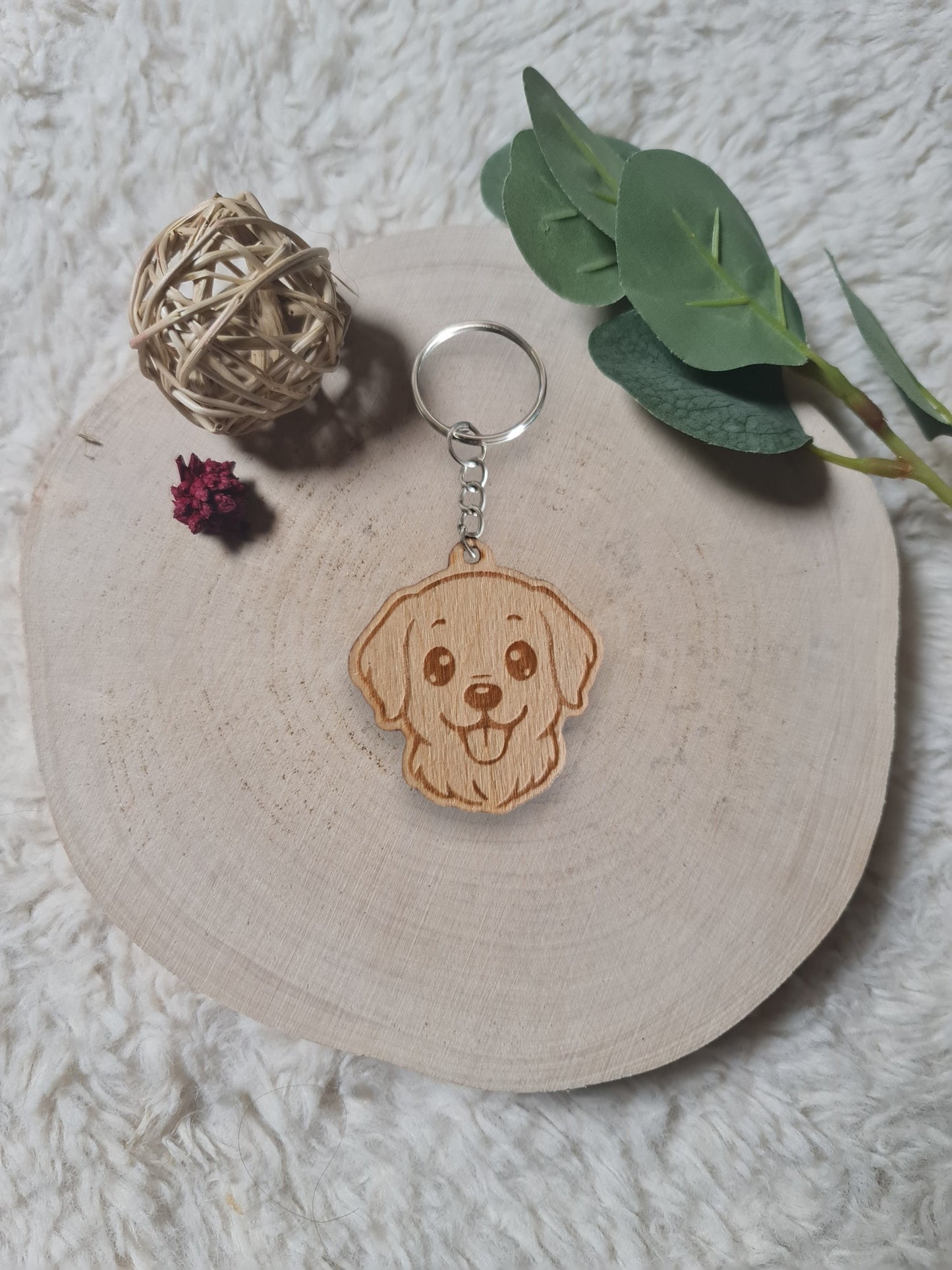 Porte-clés bois (Golden Retriever)