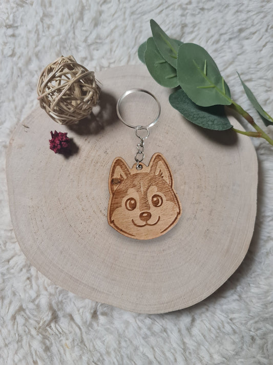 Porte-clés bois (Husky)