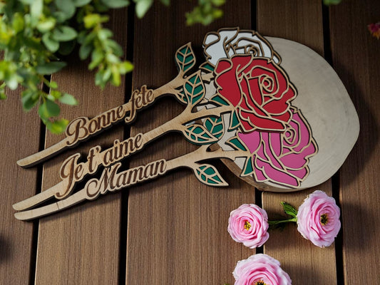 Rose en bois à personnaliser